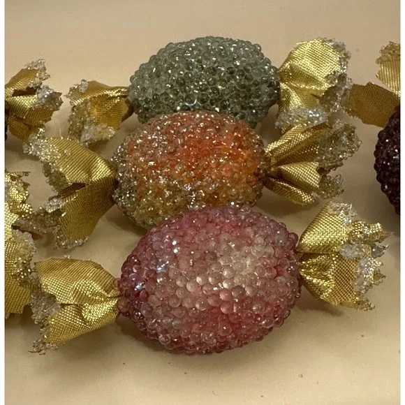VTG Beaded Candy Pieces Faux Sugared W/ Gold Wrapper MCM Lot of 14 RARE - Picture 6 of 8